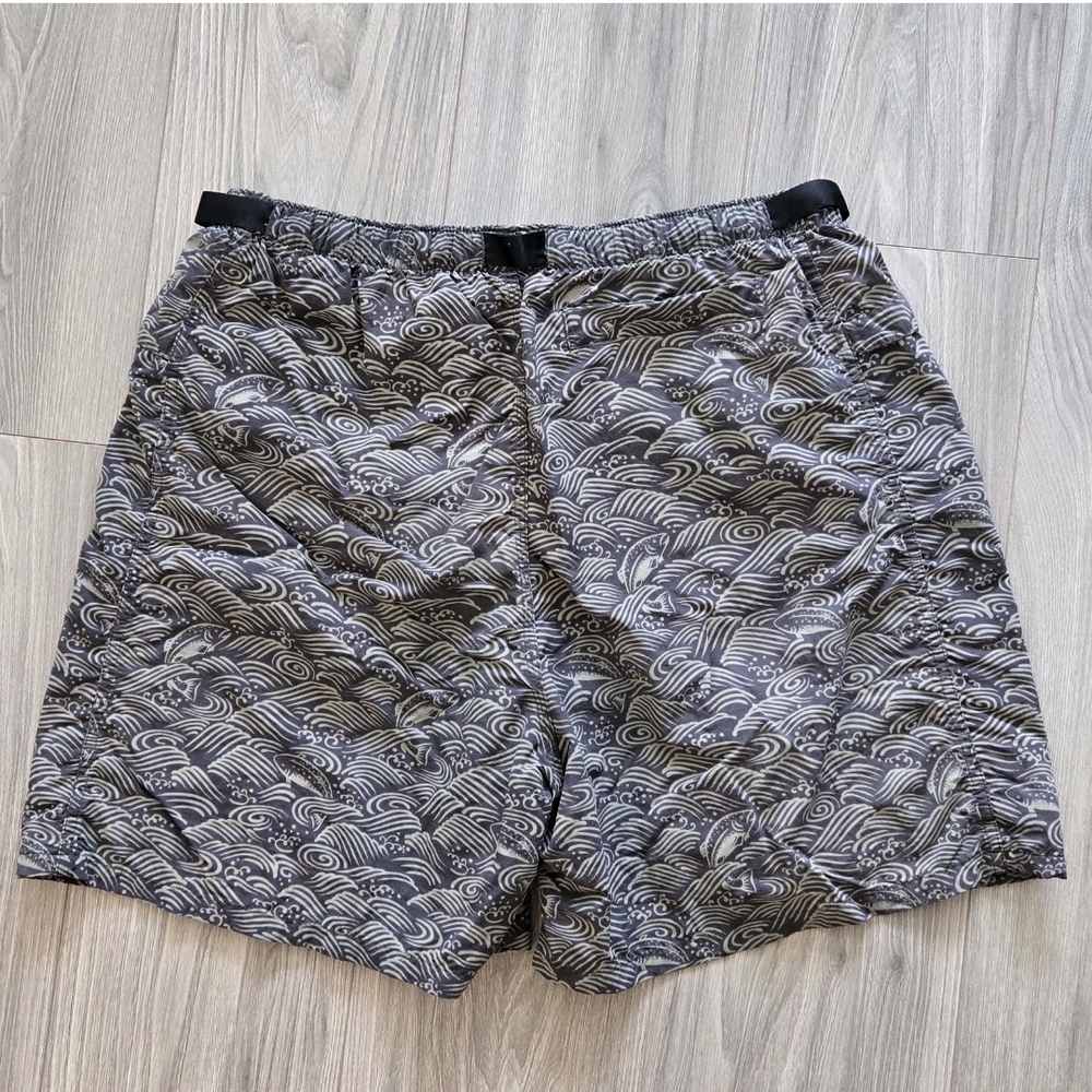 Vintage Patagonia River Shorts Mens XL Fish Print Tribal Wave Belted 5.5" Lined - Picture 8 of 9